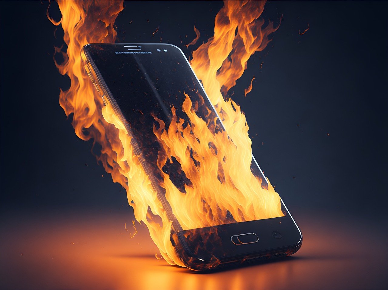 ai generated smartphone burning 8072827